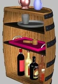 Small Bar Shelf In Barrel 3d model