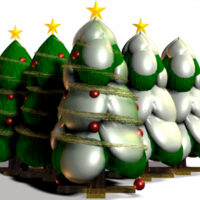 Dekorasi Model 3d Gaya Kartun Pohon Natal