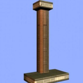 나무 시계탑 3d 모델