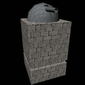 Stone Tower Defense Building 3d-modell