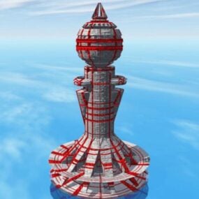 3д модель башни в стиле Лего