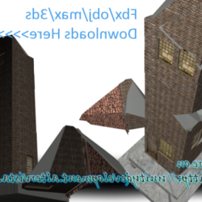 Turmgebäude zerstörtes 3D-Modell