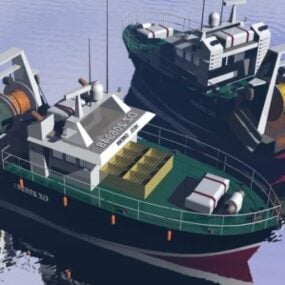 拖网渔船货船3d模型