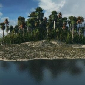 열대 섬 풍경 3d 모델