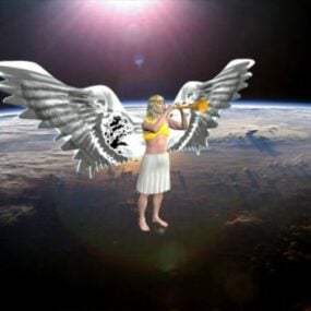 Engel med vinge og trompet 3d-model