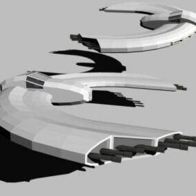 초승달 날개 우주선 3d 모델