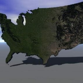 Modelo 3d do mapa de relevo dos EUA