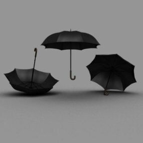 ست چتر مشکی مدل سه بعدی