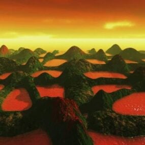 非現実的な溶岩の風景3Dモデル