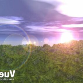 Paysage de coucher de soleil sous-bois modèle 3D