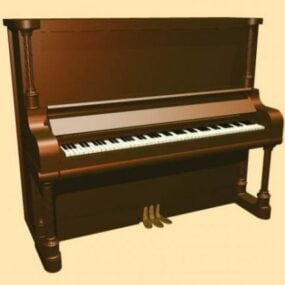 Upright Piano Brown Wood 3d model