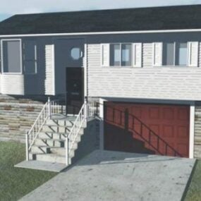 Venkovský dům na střeše s garáží 3D model
