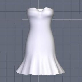 Kleid ärmellos mit Rüschen 3D-Modell