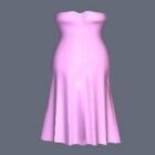 Розовое длинное платье без рукавов с оборками