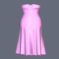 Ροζ Φόρεμα Αμάνικο Μακρύ 3d μοντέλο με βολάν