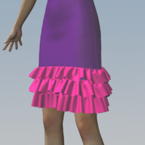 लड़की पुतला 3डी मॉडल के साथ झालरदार स्कर्ट फैशन