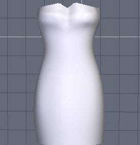 White Sleeveless Dress 3d model