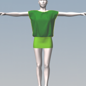 Mannequin T-shirt à manches vertes Mode modèle 3D