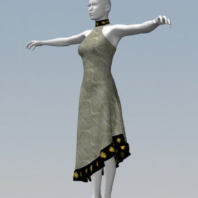 लड़की पुतला 3डी मॉडल के साथ फैशन ड्रेस