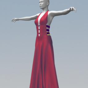 लड़की पुतला 3डी मॉडल के साथ पार्टी ड्रेस