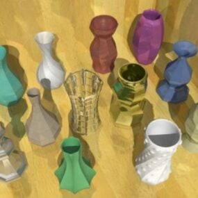 花瓶装飾セットさまざまな素材の3Dモデル