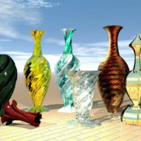 Różne szklane wazony Brązowy wazon Model 3D