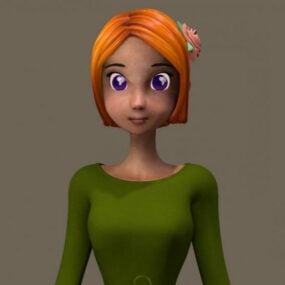 Modelo 3d de personagem de menina loira de desenho animado