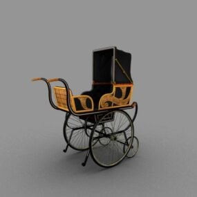 Model 3D wózka inwalidzkiego w stylu vintage