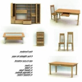 Table Furniture Wood Frame 3d model