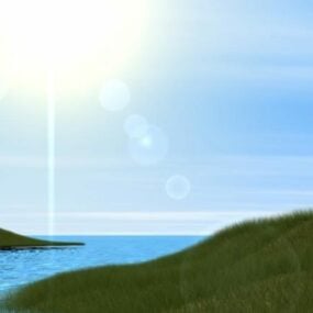 Water And Grass Landscape 3d model
