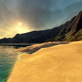Beach Sunset Landscape 3d-model