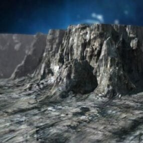 月のような灰色の岩の滝の風景3Dモデル