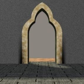 European Wall With Carved Window 3d model
