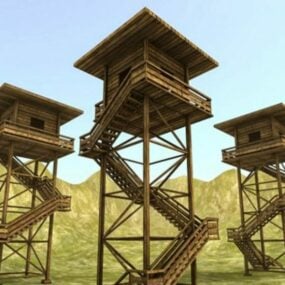 3D-Modell des Holzwachturms