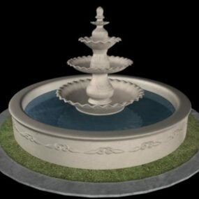Mô hình 3d vật liệu đá đài phun nước hình tròn