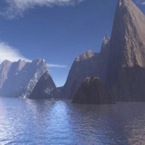 Su Geçidi Adası Manzarası 3D model