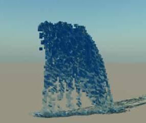 مدل سه بعدی چشم انداز کوه آبشار