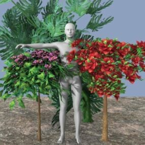 Garden Human Sculpture With Plant 3d model