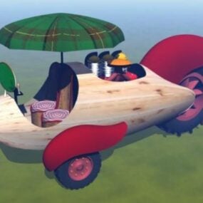 Çocuk Arabası Ahşap Oyuncak 3D model