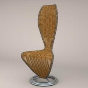 Wooden Chair With Leather Seat 3d model