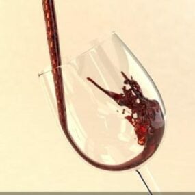 Model 3D kieliszka do wina i kropli wody