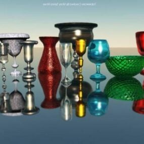 3д модель набора подсвечников вазы для вина и банта