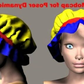 مدل سه بعدی شخصیت زن با کلاه موبکاپ