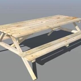 3D-Modell einer Picknickbank im Freien