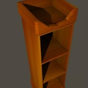 Bücherregal aus rotem Holz, 3D-Modell