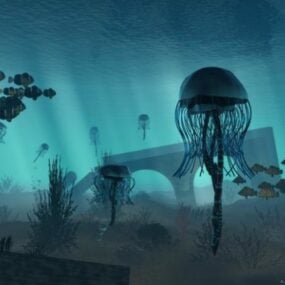 Animal marinho silencioso com medusa modelo 3d