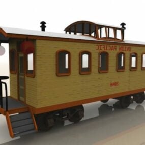 Yellow Train Caboose 3d-modell
