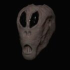 Escultura de cabeça alienígena