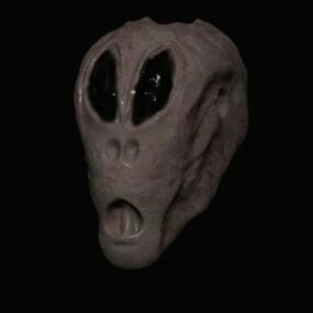 Alien Head Sculpture 3d model
