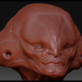Personagem de escultura de cabeça alienígena Modelo 3D
